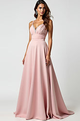 Glitzerndes Staubige Rose Hochzeitsgastkleid mit Spaghettiträgern mit Perlen